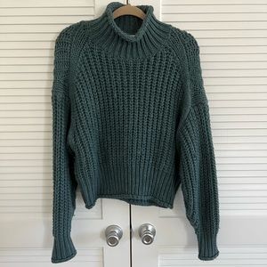 Knit Mockneck Sweater - Teal Blue